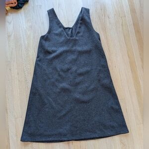 Thick Charcoal Gray Sleeveless V-Neck Jumper Dress (Size Medium)